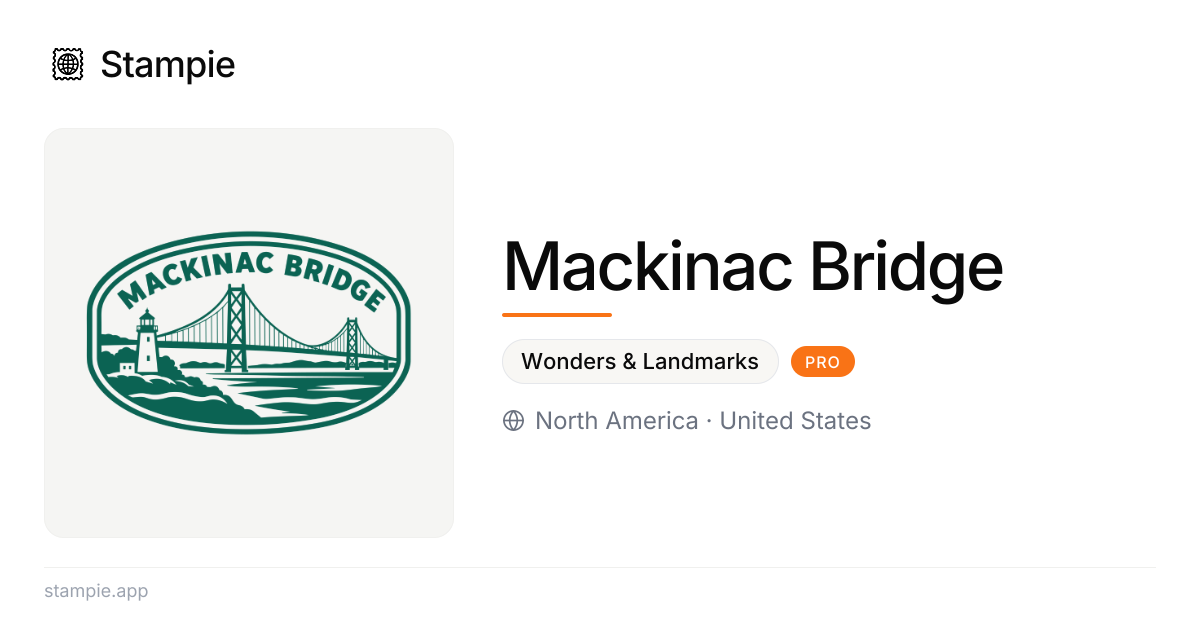 Mackinac Bridge Digital Travel Stamp - Stampie